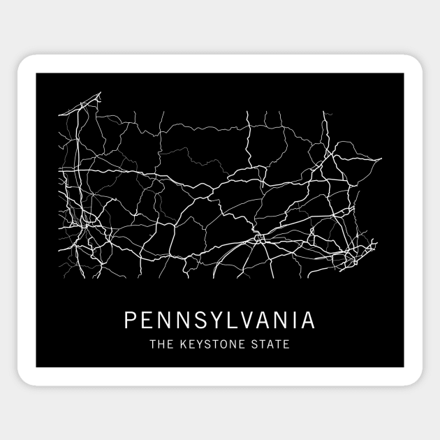 Pennsylvania State Road Map Sticker by ClarkStreetPress